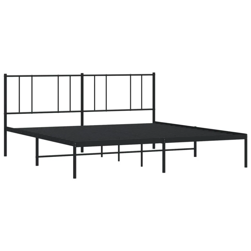 Bedframe met hoofdbord metaal zwart 180x200 cm