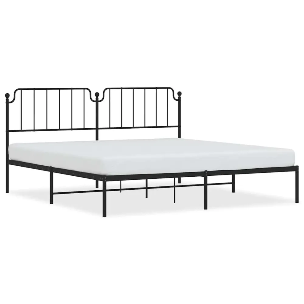 Bedframe met hoofdbord metaal zwart 193x203 cm