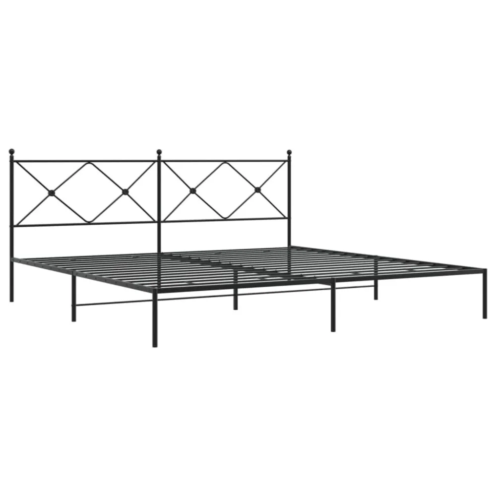 Bedframe met hoofdbord metaal zwart 193x203 cm