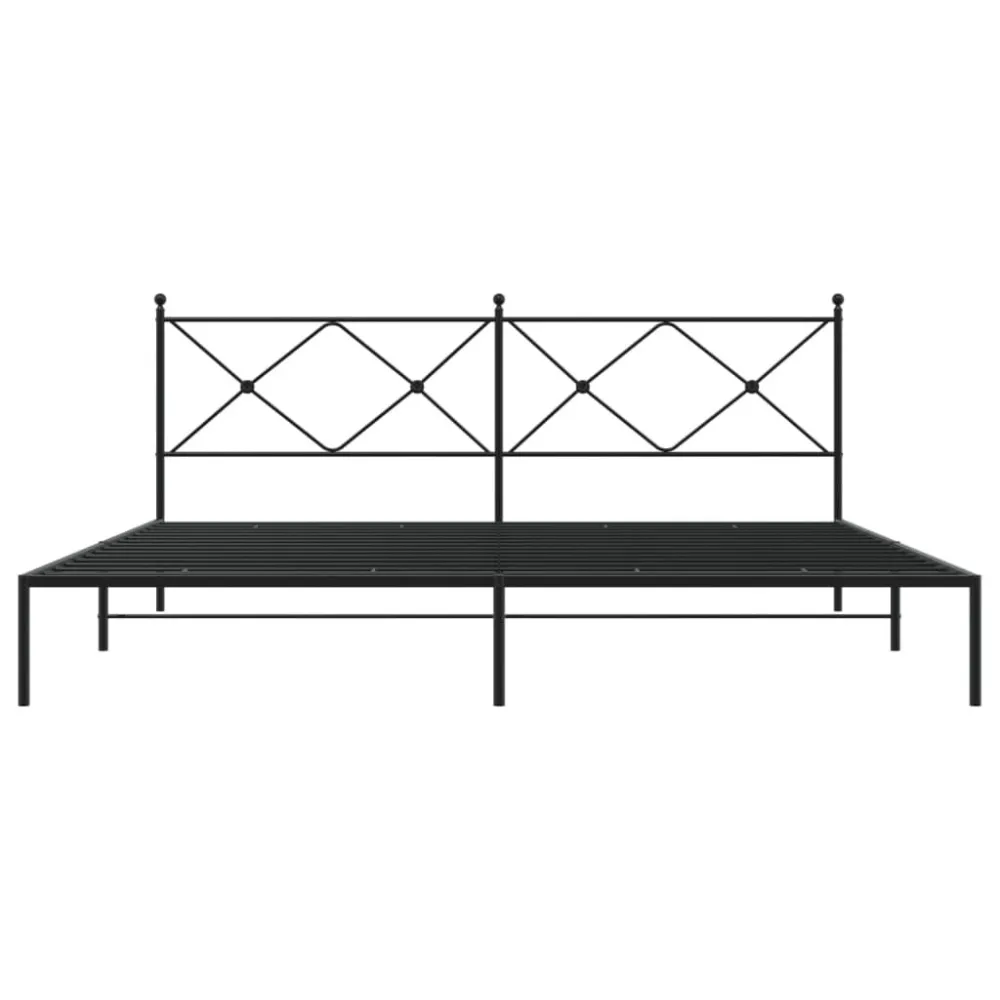 Bedframe met hoofdbord metaal zwart 193x203 cm