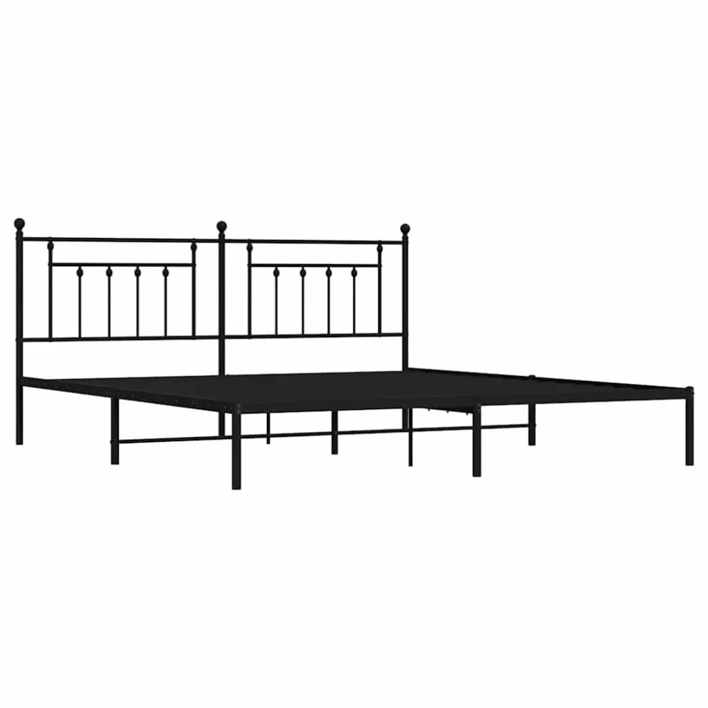 Bedframe met hoofdbord metaal zwart 193x203 cm