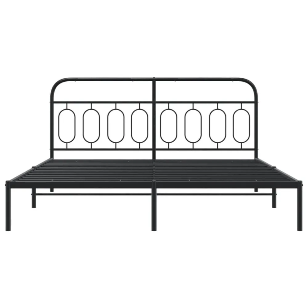 Bedframe met hoofdbord metaal zwart 193x203 cm
