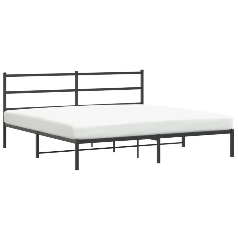 Bedframe met hoofdbord metaal zwart 193x203 cm