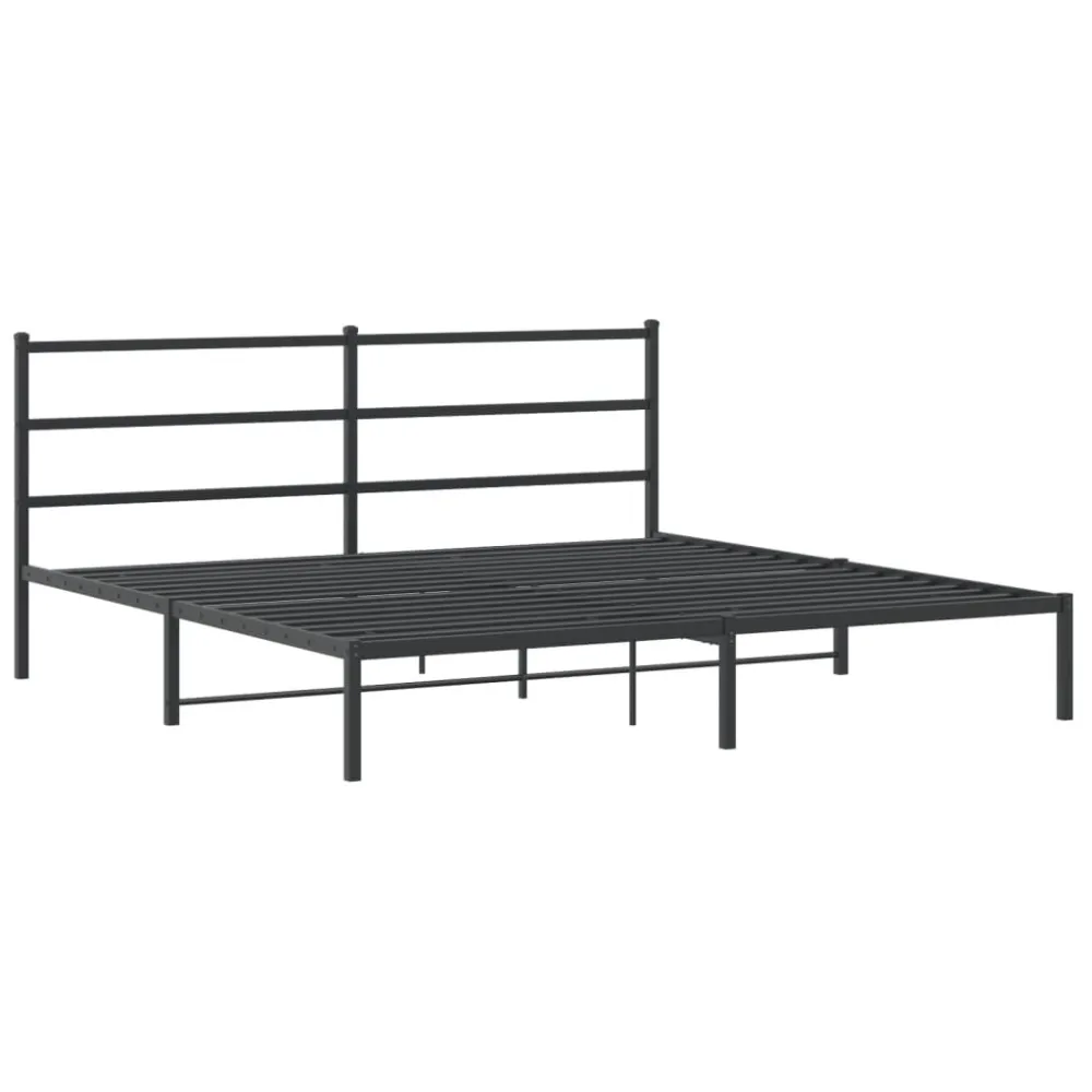 Bedframe met hoofdbord metaal zwart 193x203 cm