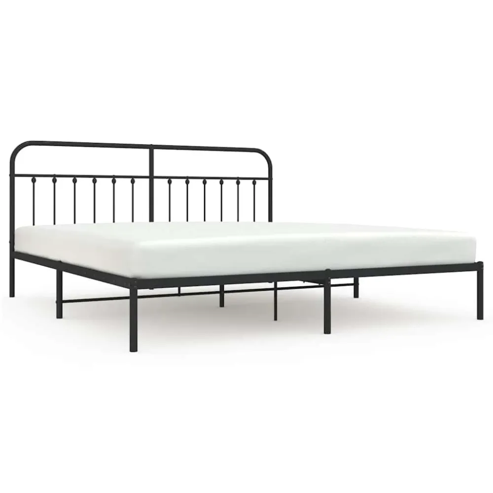 Bedframe met hoofdbord metaal zwart 193x203 cm