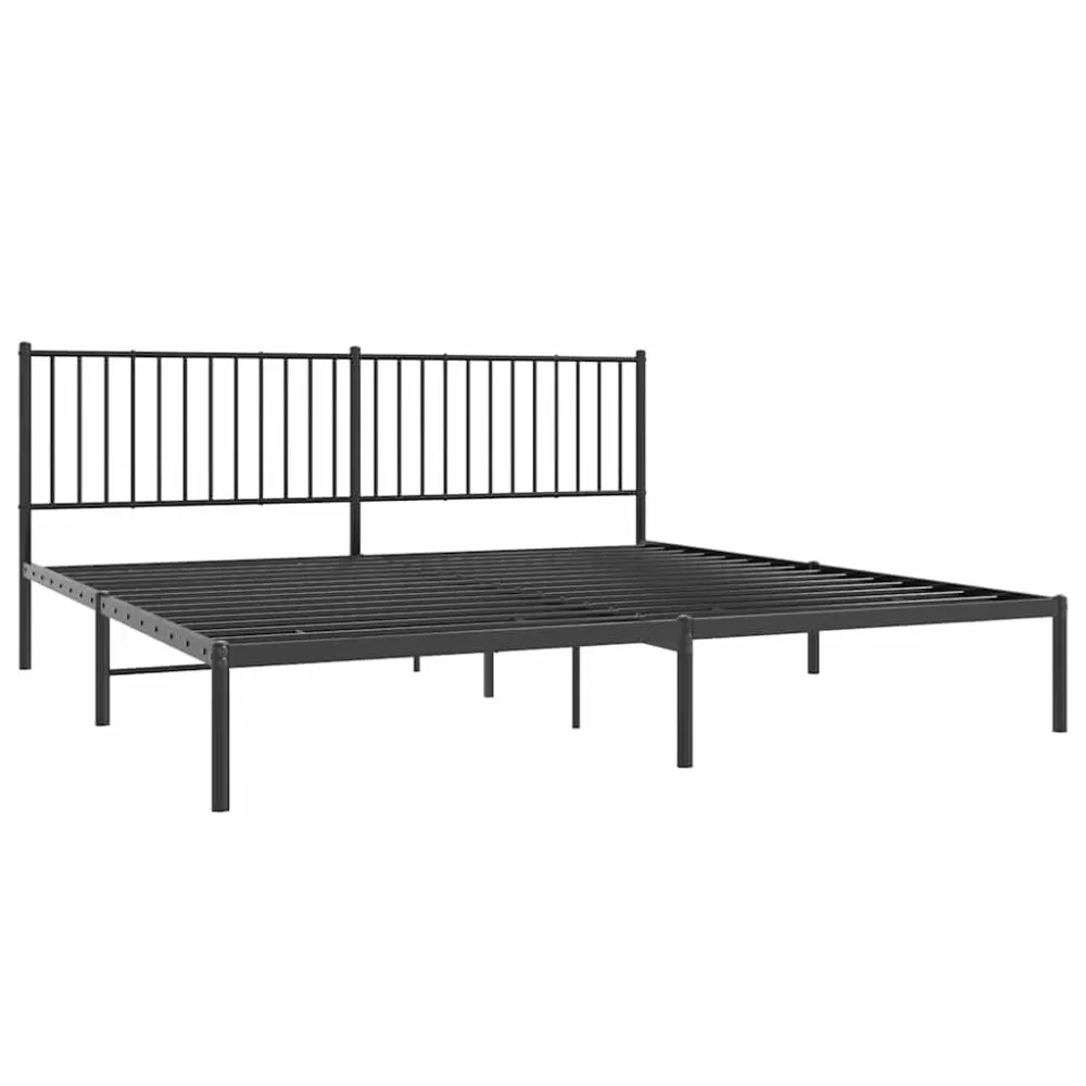 Bedframe met hoofdbord metaal zwart 193x203 cm