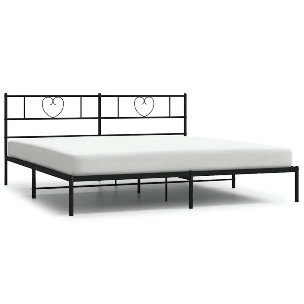 Bedframe met hoofdbord metaal zwart 193x203 cm