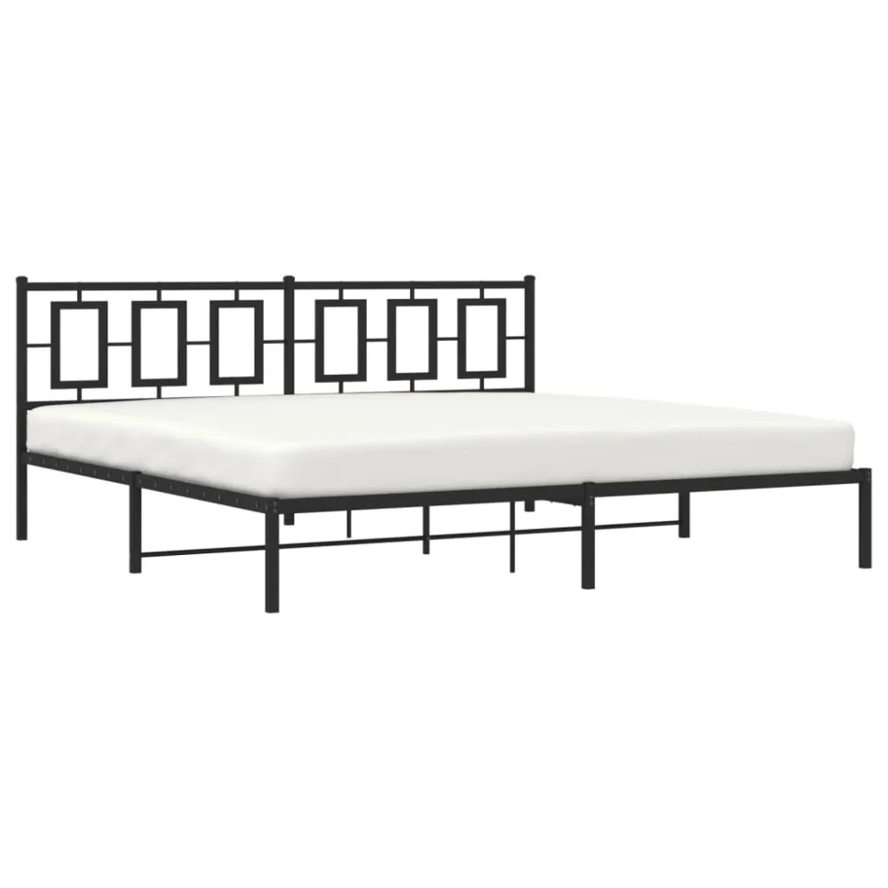 Bedframe met hoofdbord metaal zwart 193x203 cm