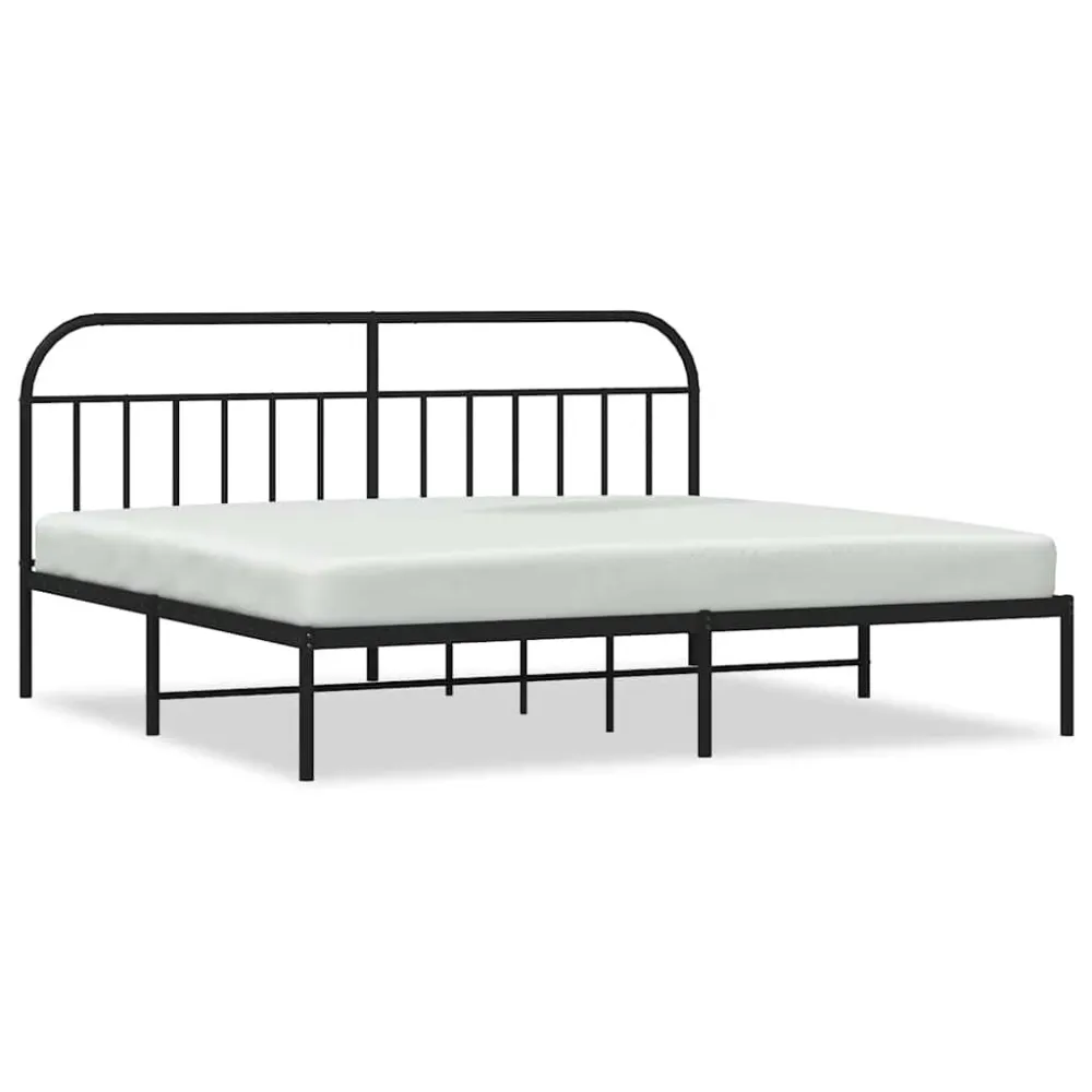 Bedframe met hoofdbord metaal zwart 193x203 cm