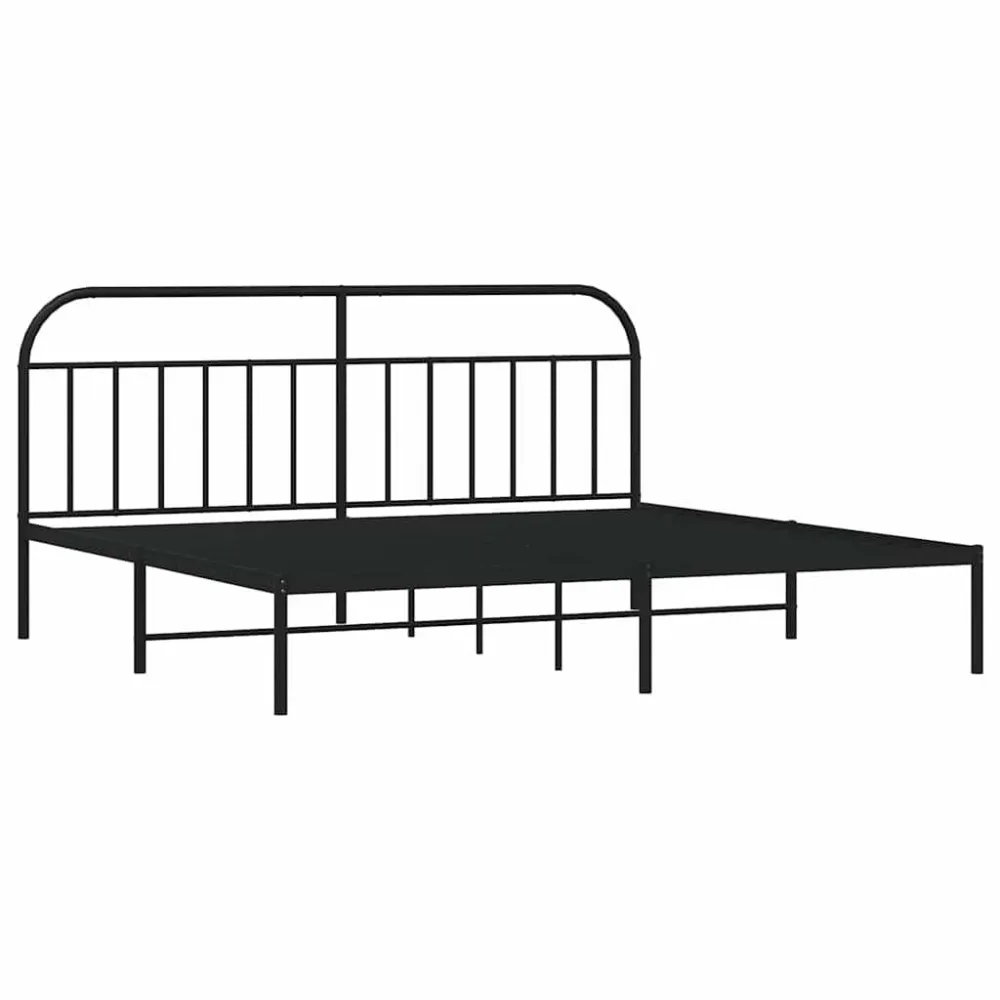 Bedframe met hoofdbord metaal zwart 193x203 cm