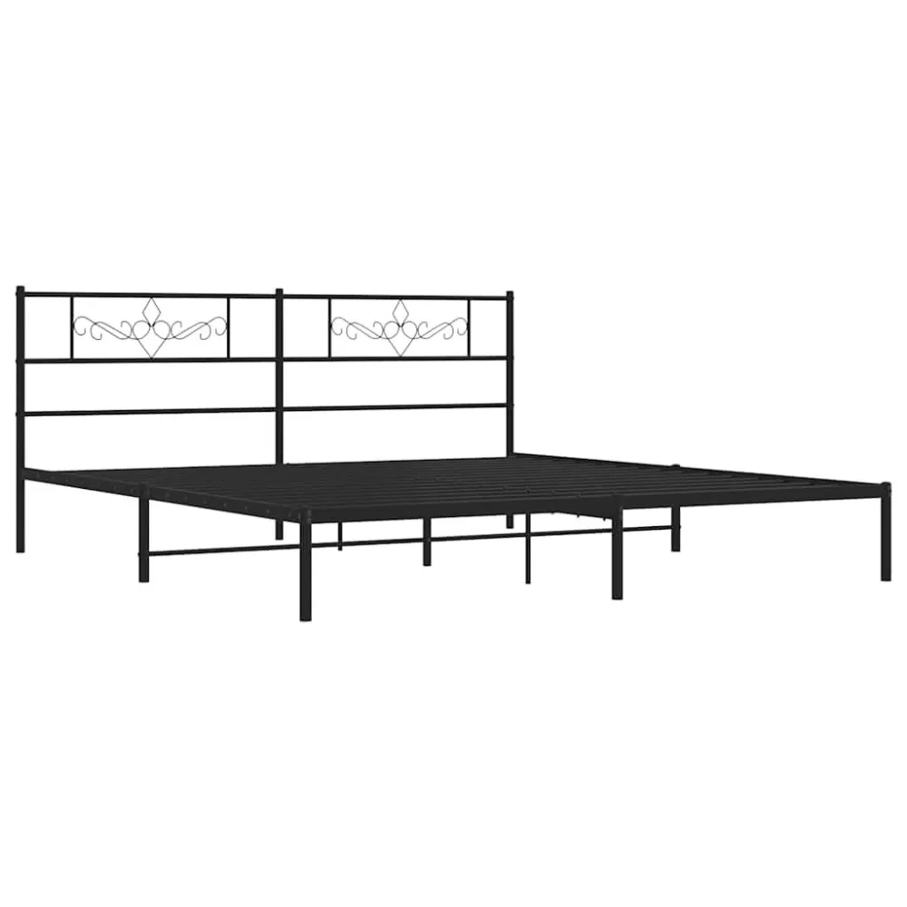 Bedframe met hoofdbord metaal zwart 193x203 cm