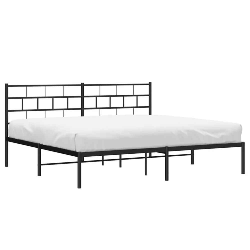Bedframe met hoofdbord metaal zwart 193x203 cm
