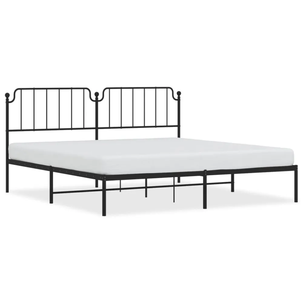 Bedframe met hoofdbord metaal zwart 200x200 cm