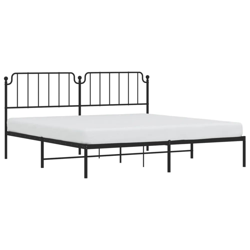 Bedframe met hoofdbord metaal zwart 200x200 cm