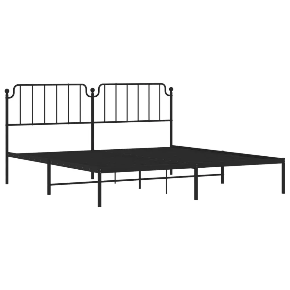 Bedframe met hoofdbord metaal zwart 200x200 cm