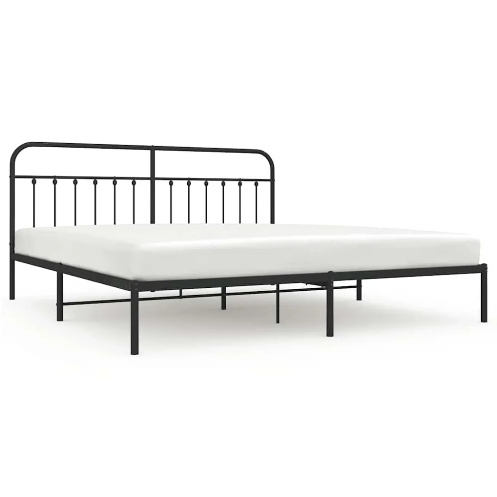Bedframe met hoofdbord metaal zwart 200x200 cm