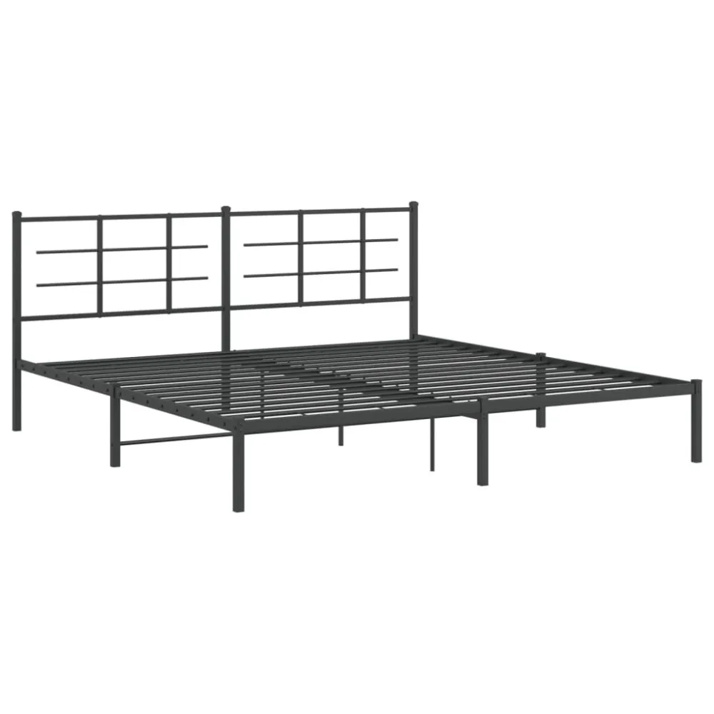 Bedframe met hoofdbord metaal zwart 200x200 cm