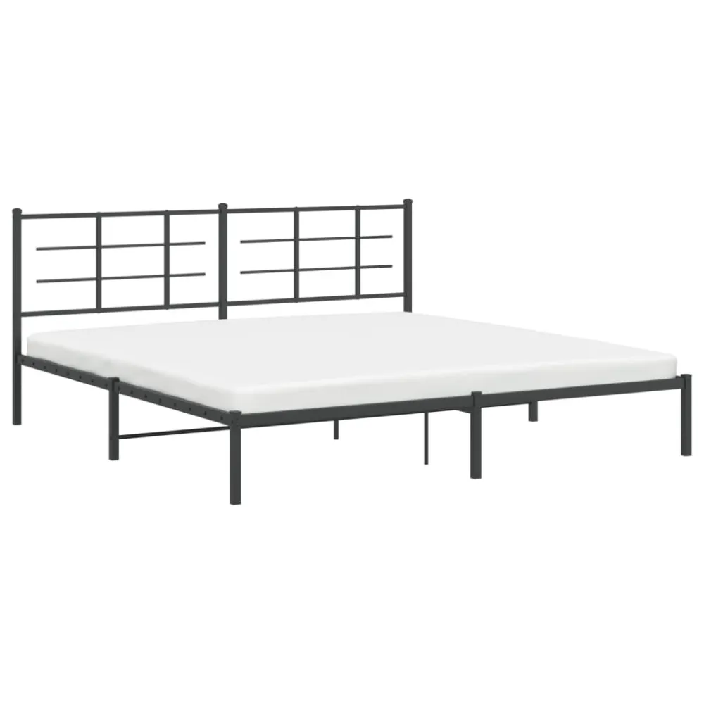 Bedframe met hoofdbord metaal zwart 200x200 cm