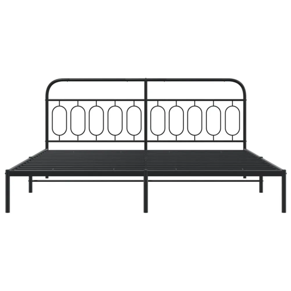 Bedframe met hoofdbord metaal zwart 200x200 cm