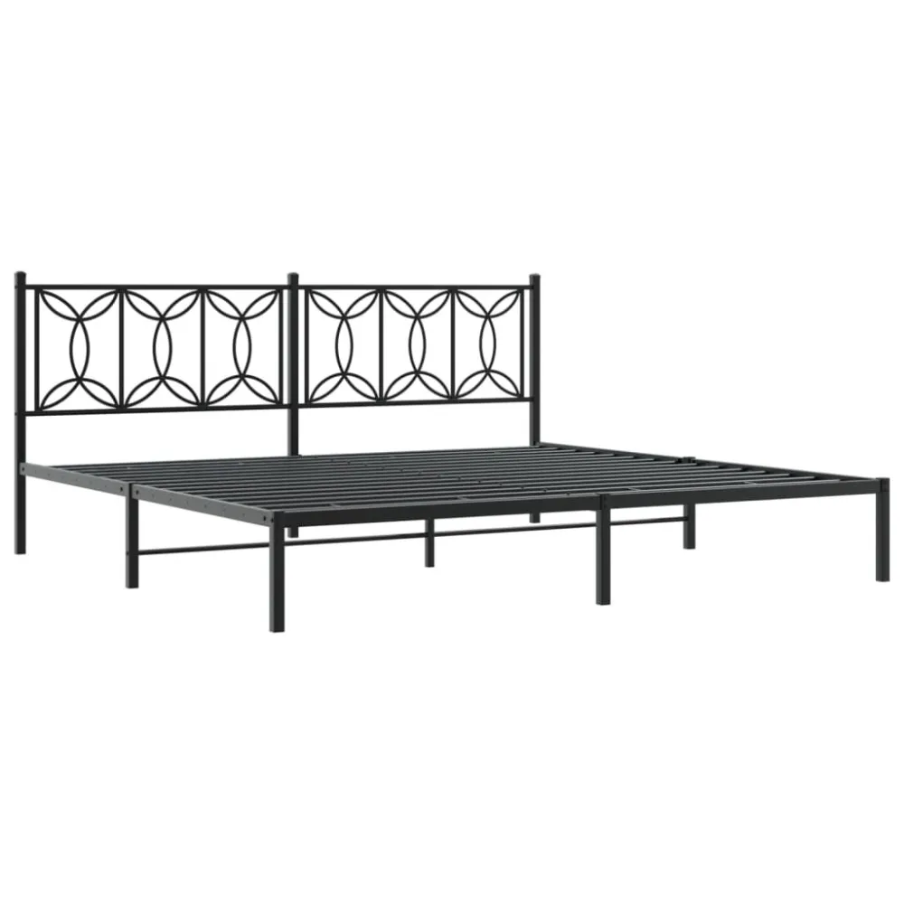 Bedframe met hoofdbord metaal zwart 200x200 cm