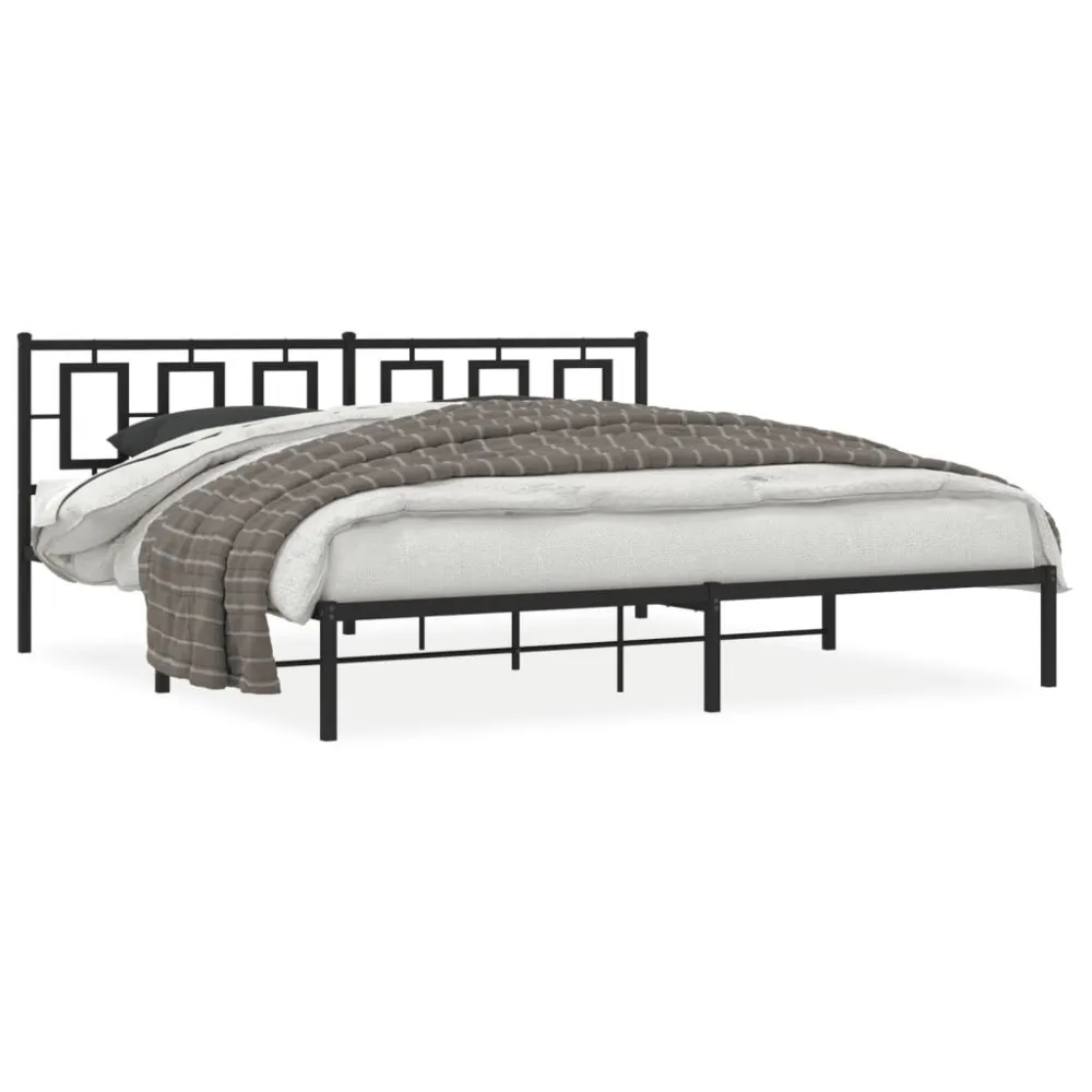 Bedframe met hoofdbord metaal zwart 200x200 cm