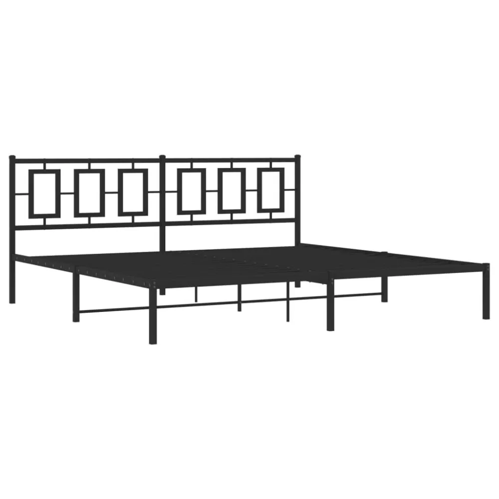 Bedframe met hoofdbord metaal zwart 200x200 cm