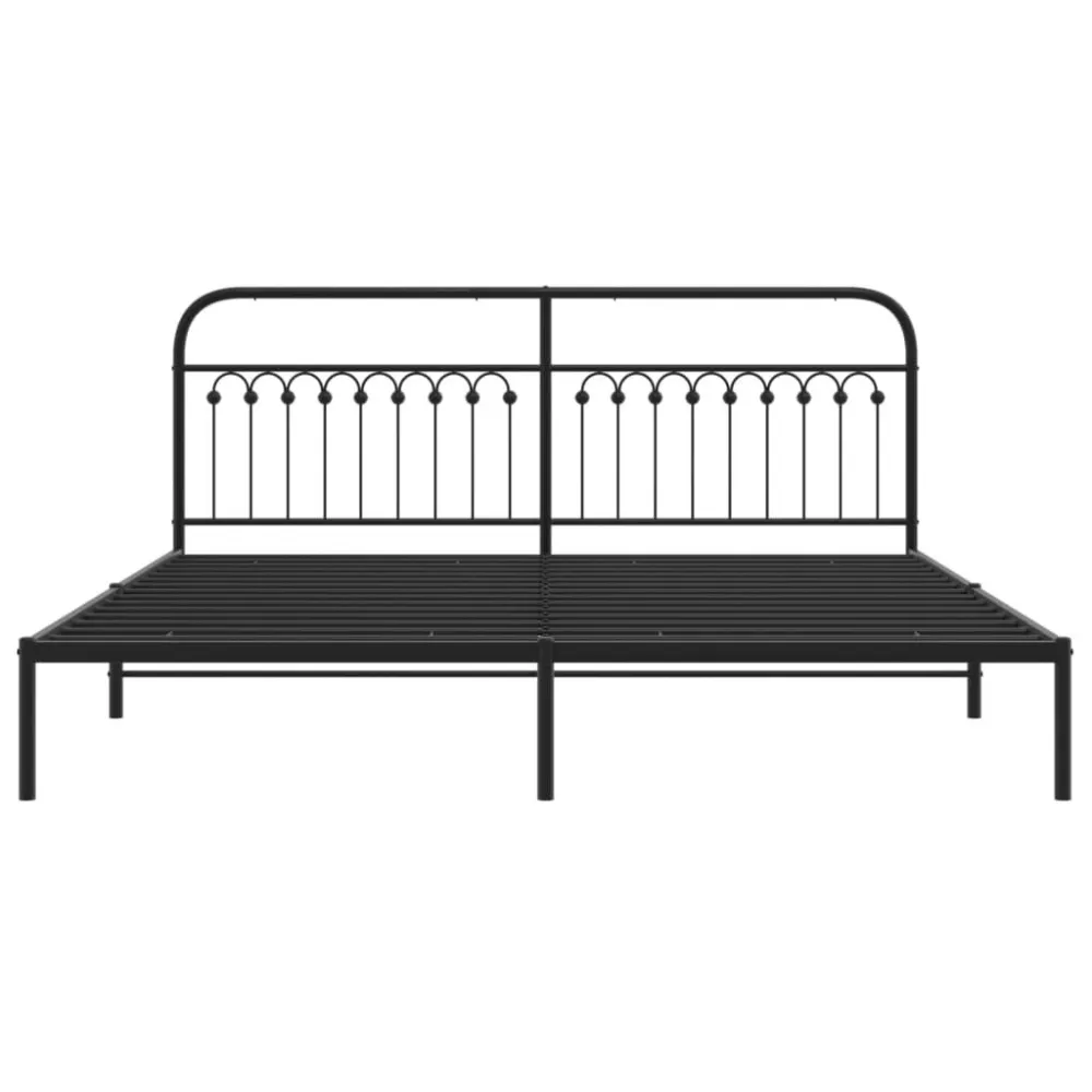Bedframe met hoofdbord metaal zwart 200x200 cm