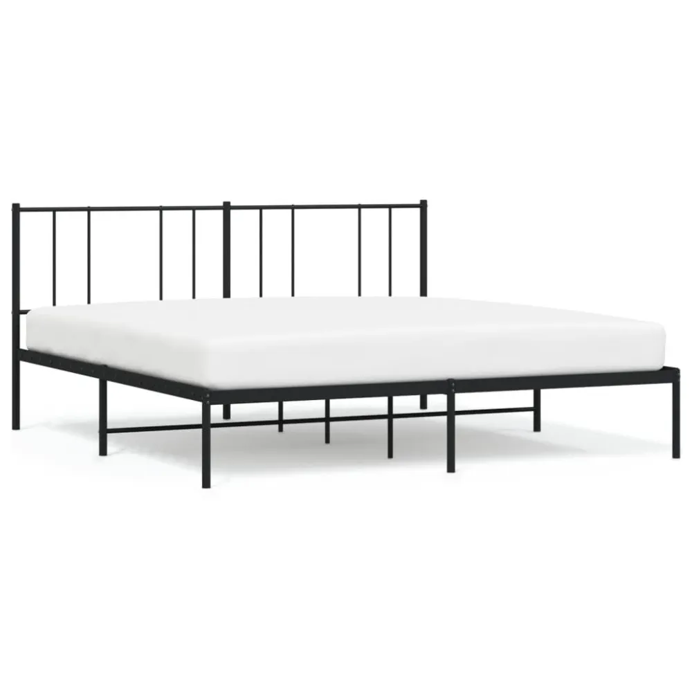 Bedframe met hoofdbord metaal zwart 200x200 cm