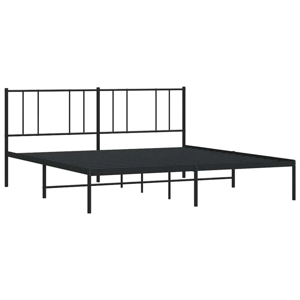 Bedframe met hoofdbord metaal zwart 200x200 cm