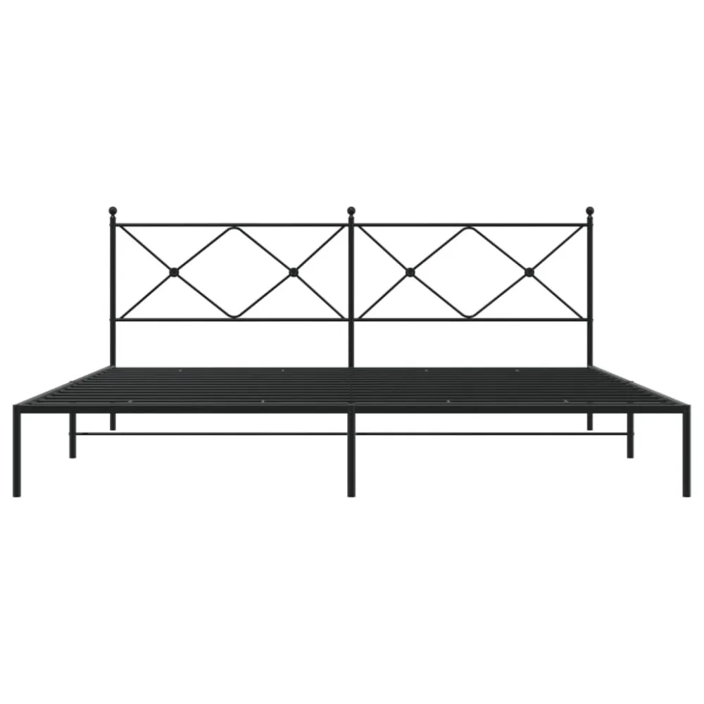 Bedframe met hoofdbord metaal zwart 200x200 cm