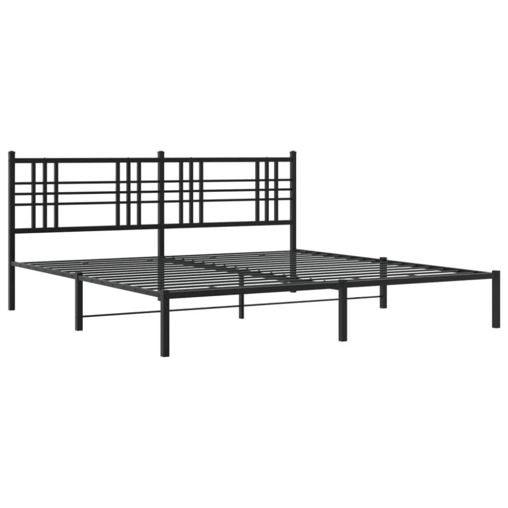 Bedframe met hoofdbord metaal zwart 200x200 cm