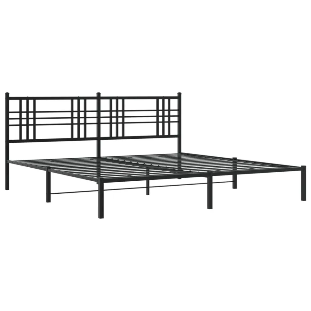 Bedframe met hoofdbord metaal zwart 200x200 cm