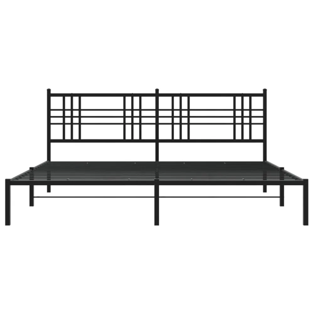 Bedframe met hoofdbord metaal zwart 200x200 cm