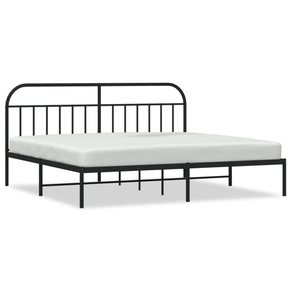 Bedframe met hoofdbord metaal zwart 200x200 cm