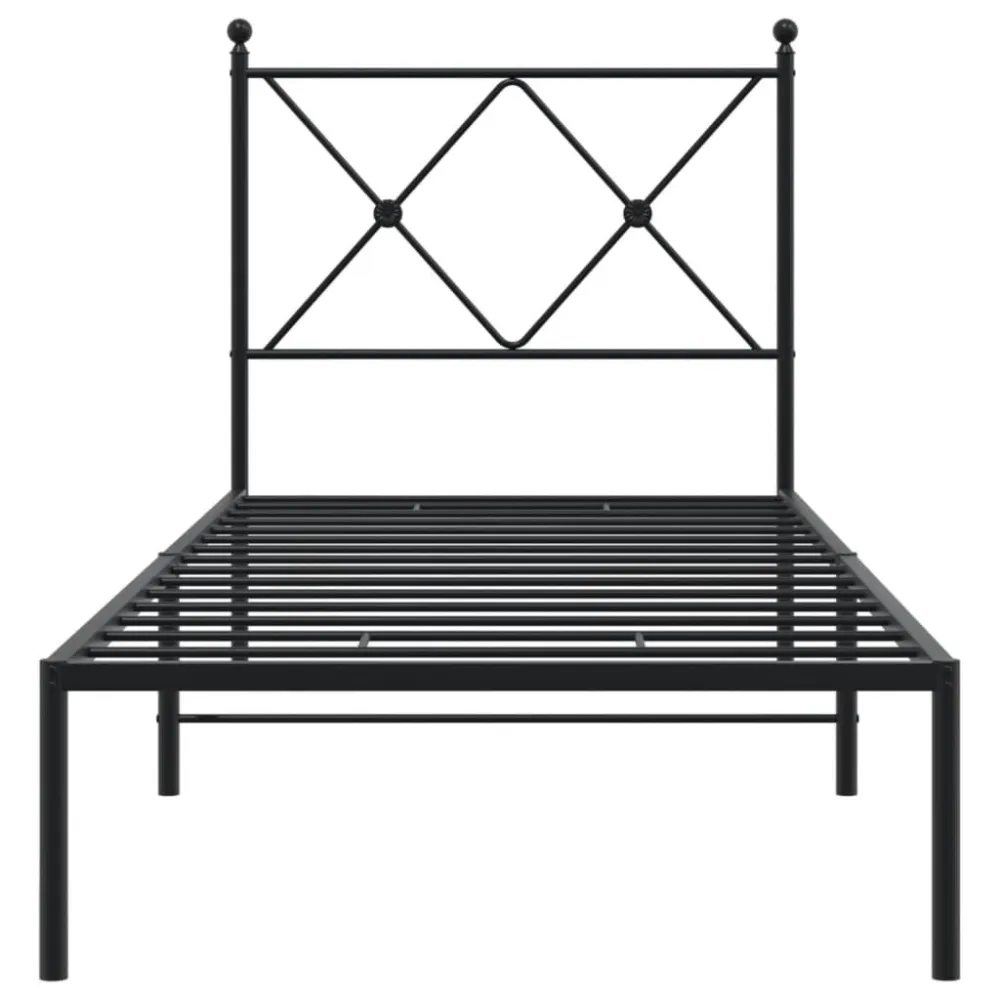 Bedframe met hoofdbord metaal zwart 80x200 cm