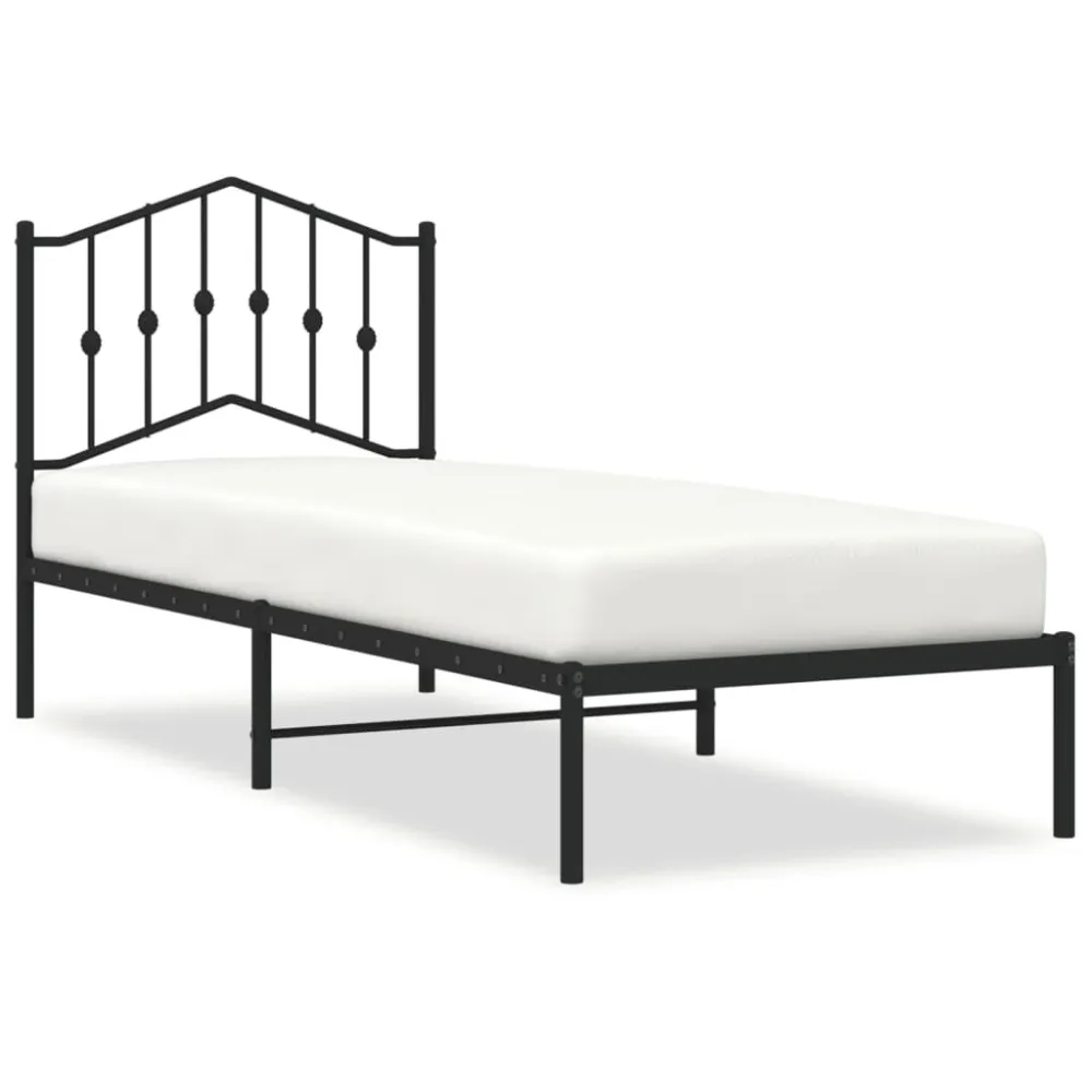 Bedframe met hoofdbord metaal zwart 90x190 cm