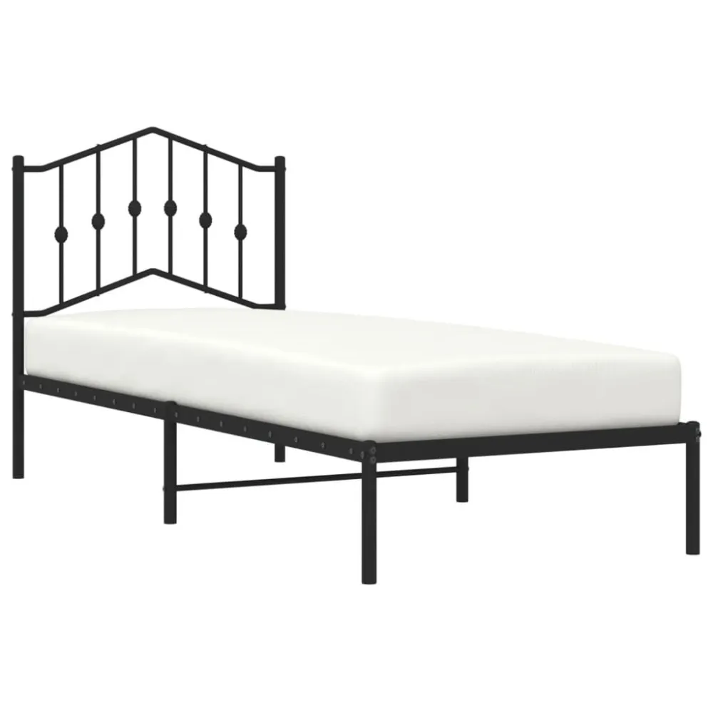Bedframe met hoofdbord metaal zwart 90x190 cm
