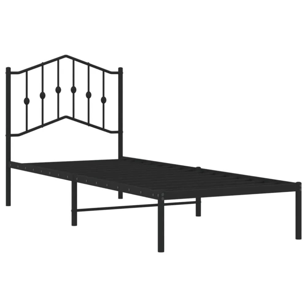 Bedframe met hoofdbord metaal zwart 90x190 cm