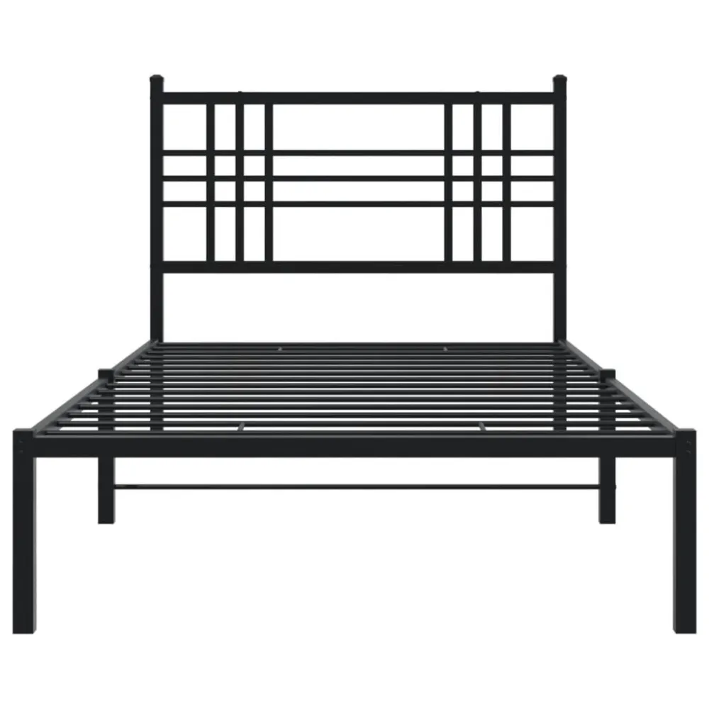 Bedframe met hoofdbord metaal zwart 90x190 cm
