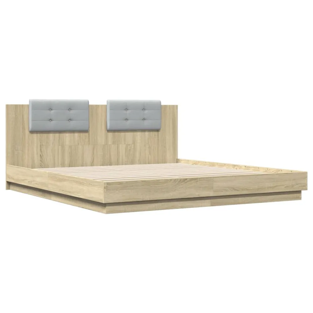 Bedframe met hoofdbord sonoma eikenkleurig 160x200 cm