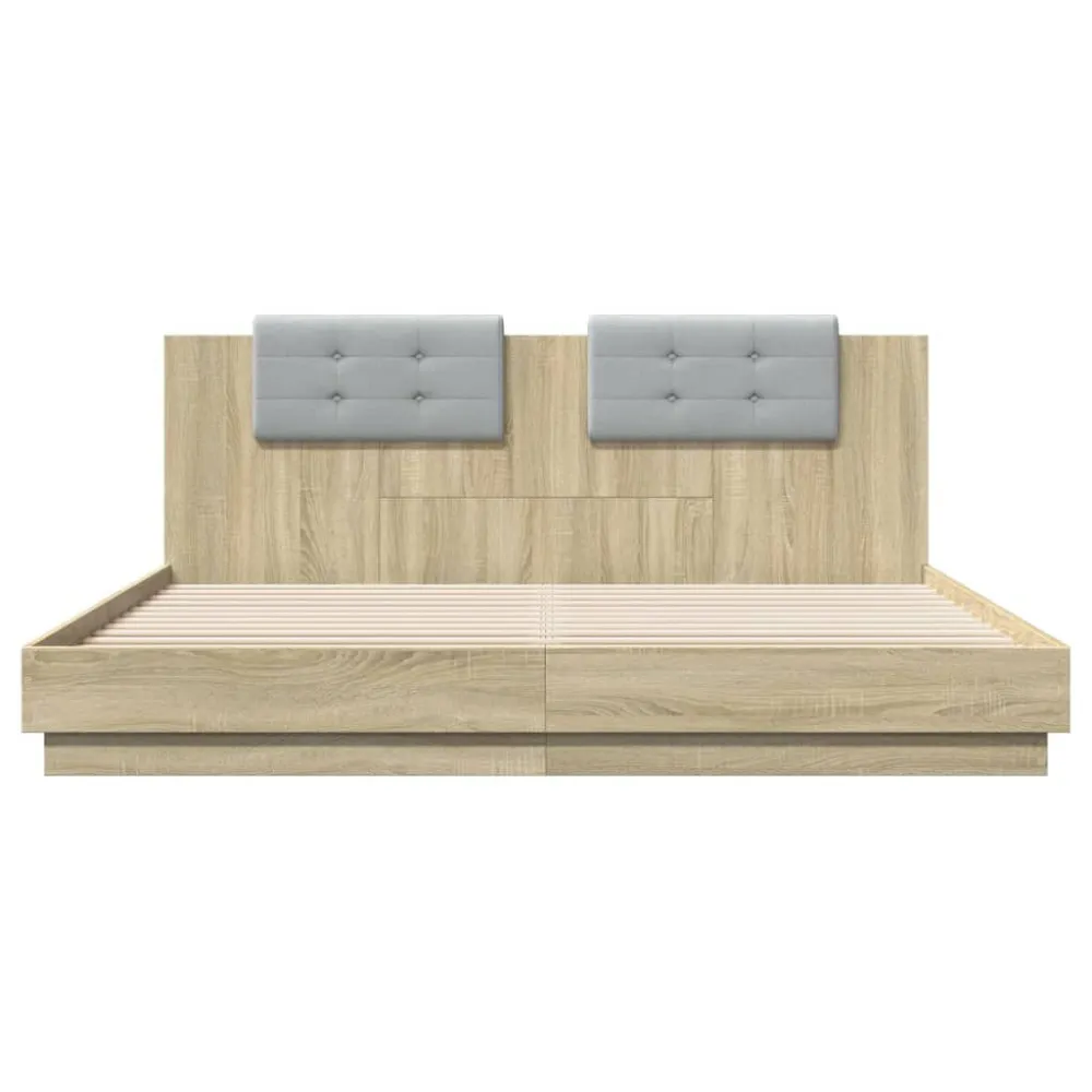 Bedframe met hoofdbord sonoma eikenkleurig 160x200 cm