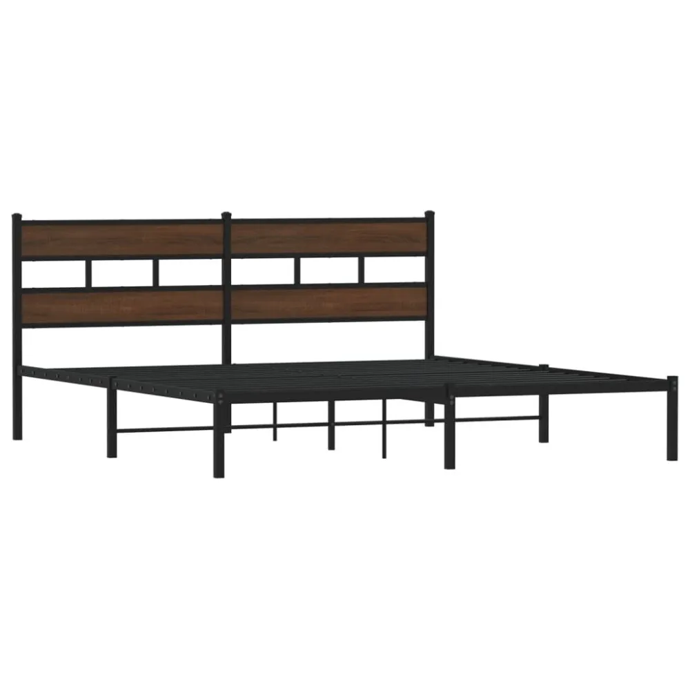Bedframe met hoofdbord zonder matras bruin eiken 183x213 cm
