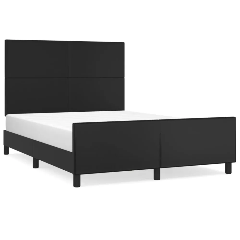 Bedframe met hoofdeind kunstleer zwart 140x190 cm