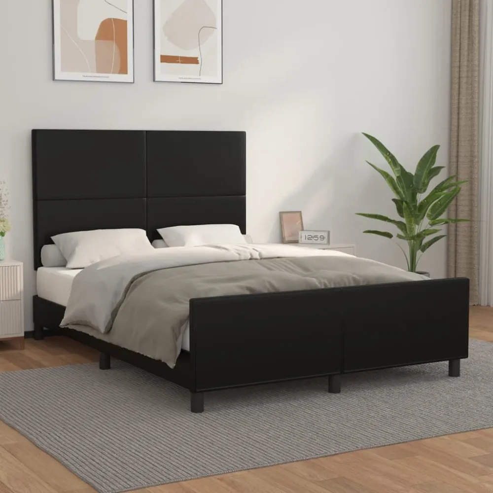Bedframe met hoofdeind kunstleer zwart 140x190 cm