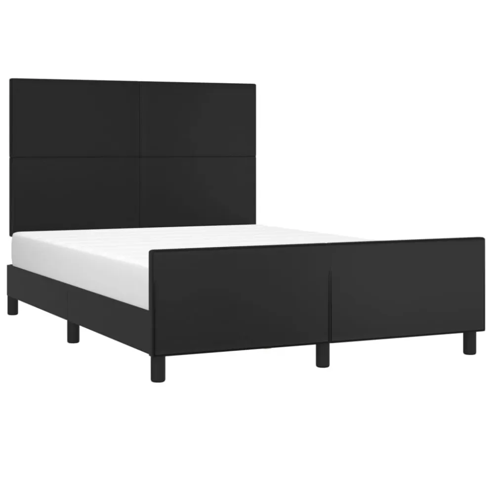 Bedframe met hoofdeind kunstleer zwart 140x190 cm