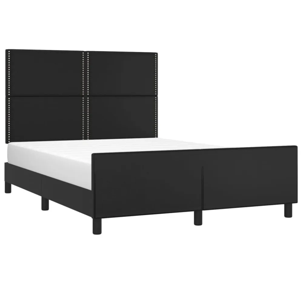 Bedframe met hoofdeind kunstleer zwart 140x190 cm