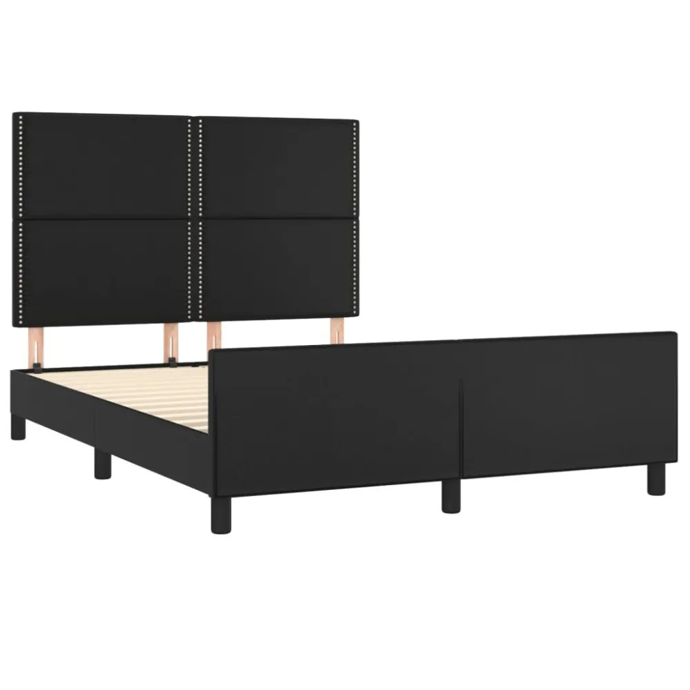 Bedframe met hoofdeind kunstleer zwart 140x190 cm