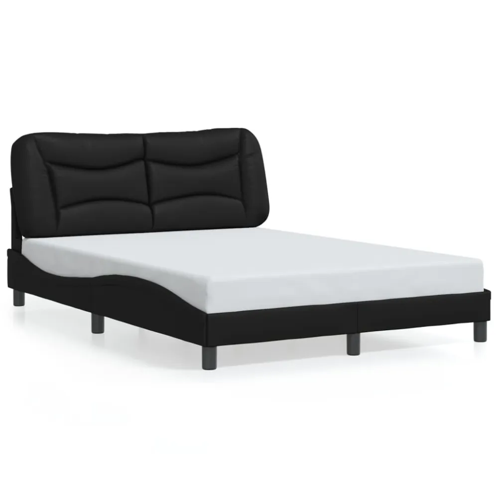 Bedframe met hoofdeind kunstleer zwart 140x190 cm