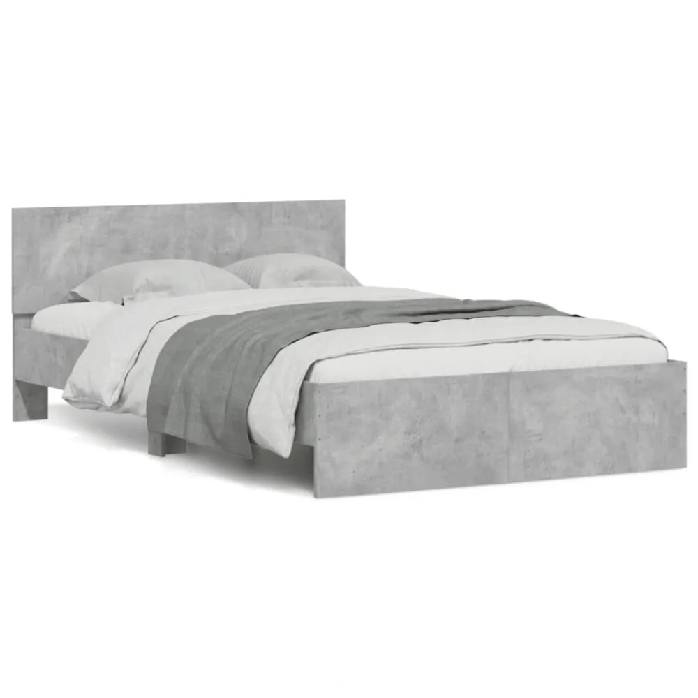 Bedframe met hoofdeinde betongrijs 120x200 cm