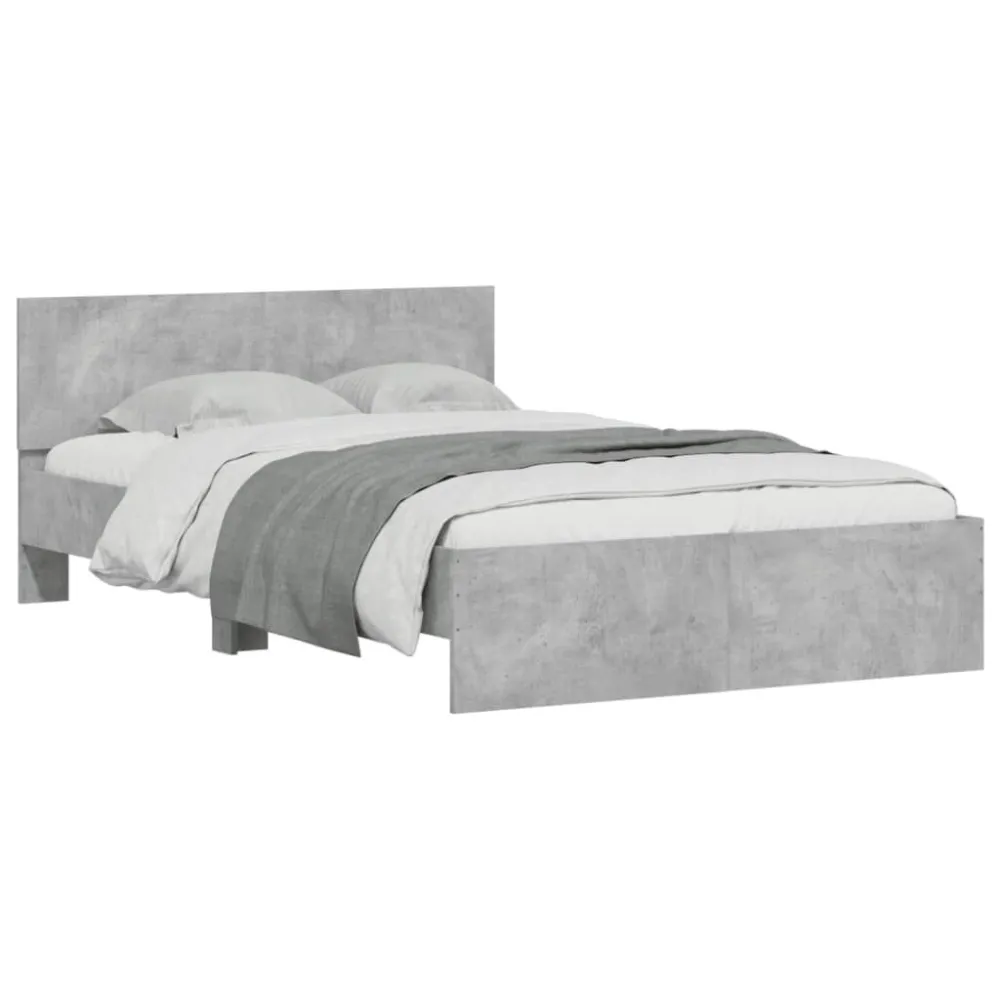 Bedframe met hoofdeinde betongrijs 120x200 cm